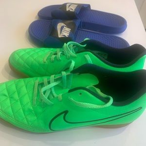 Nike Tempo Indoor Soccer Shoes and Slides